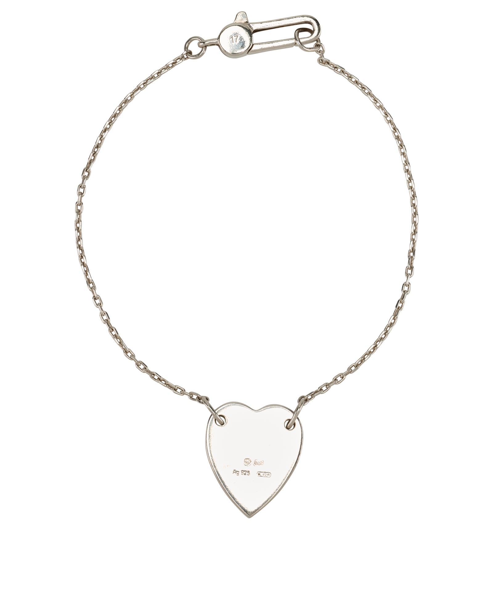 Gucci Heart Pendant Trademark Bracelet, &pound;120, Jewellery, Silver, Sterling Silver, Back view