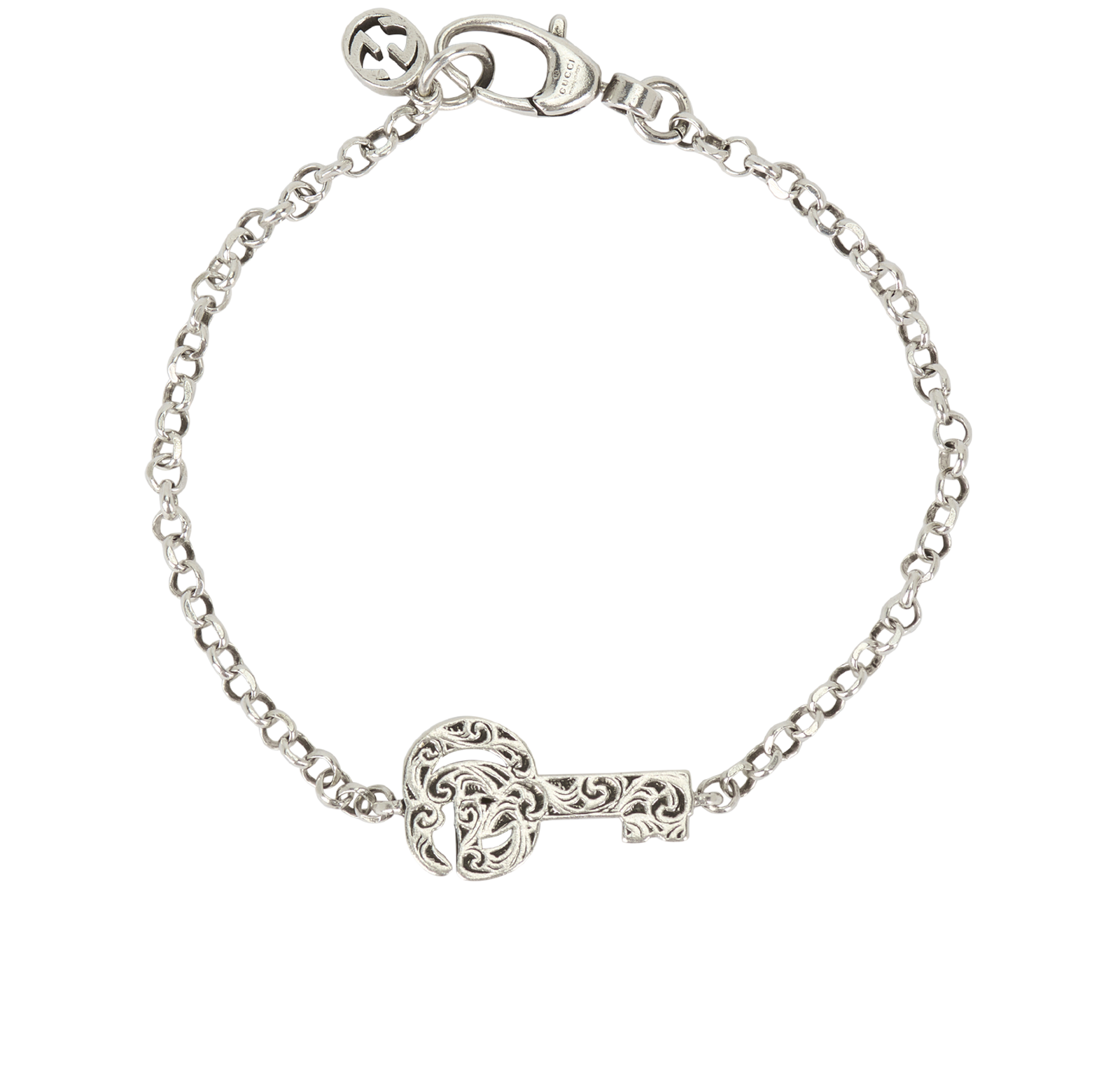 Gucci GG Marmont Key Charm Bracelet, &pound;120, Jewellery, Silver, Sterling Silver, Back view