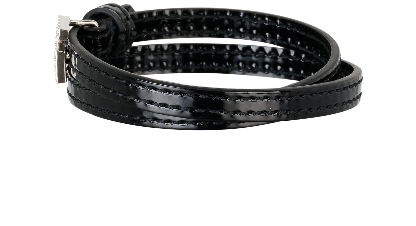 Gucci Sparkling G Double Wrap Bracelet, &pound;160, Jewellery, Black, Patent Leather, Bottom view