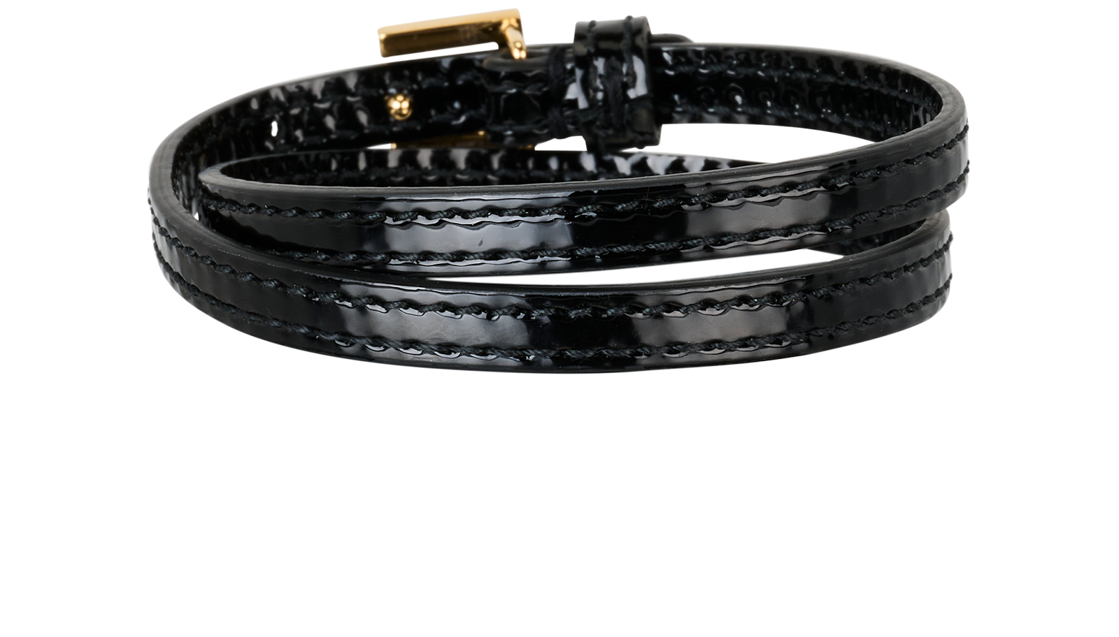 Gucci G Double Wrap Bracelet, &pound;160, Jewellery, Black, Patent Leather, Back view