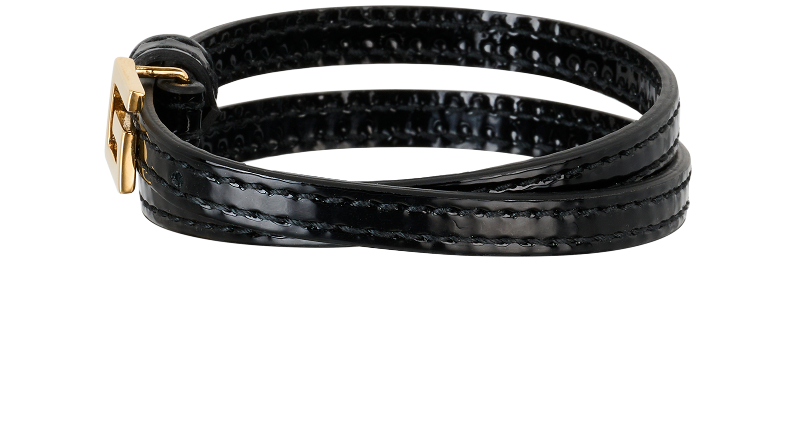 Gucci G Double Wrap Bracelet, &pound;160, Jewellery, Black, Patent Leather, Bottom view