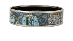 Hermes Purse Print Bangle, Brass/Enamel, Silver/Blue, 2*