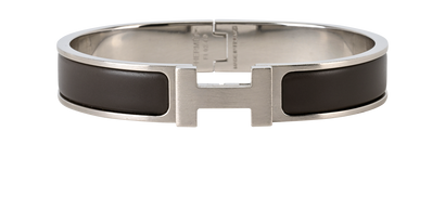 Hermes Clic H Bracelet, £395, Jewellery, Grey/Silver, Brass, Front view