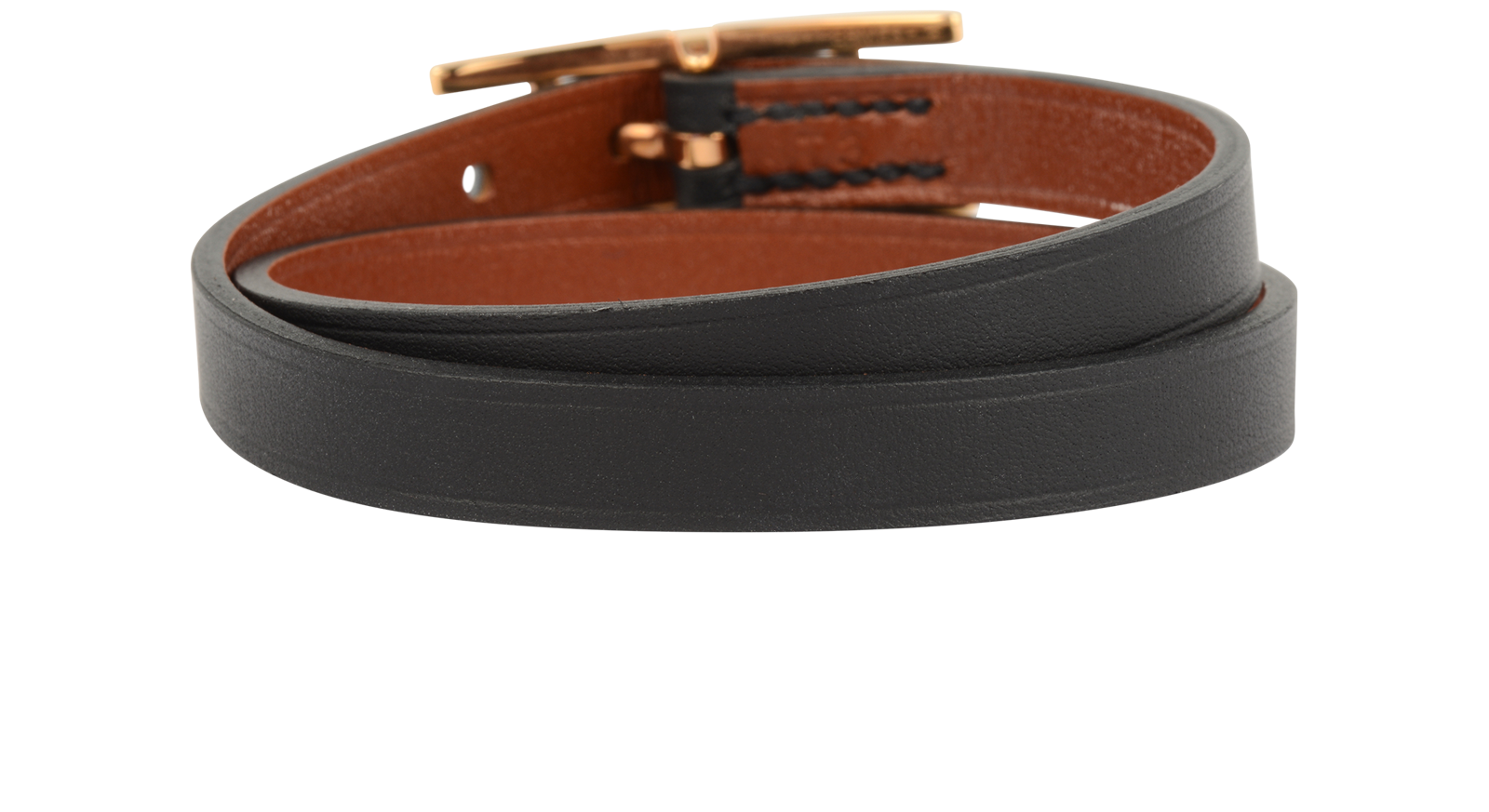 Hermes Behapi Double Tour Bracelet, &pound;195, Jewellery, Black/Gold, Leather, Back view