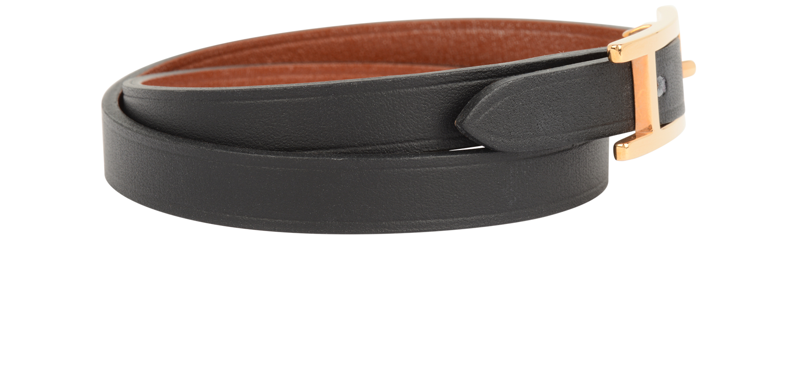 Hermes Behapi Double Tour Bracelet, &pound;195, Jewellery, Black/Gold, Leather, Side view
