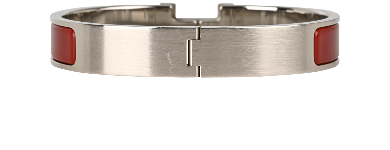 Hermes Clic H, &pound;320, Jewellery, Burgundy/Silver, Enamel Coated Ceramic, Back view