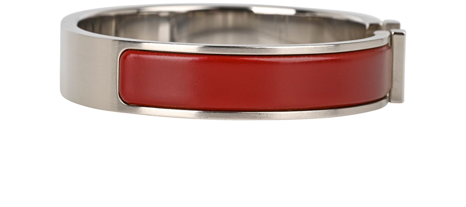 Hermes Clic H, &pound;320, Jewellery, Burgundy/Silver, Enamel Coated Ceramic, Side view