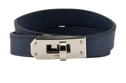 Hermes Kelly Double Tour Bracelet, Leather, Navy, B (2023), 2*