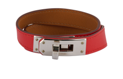 Hermes Mini Kelly Double Tour Bracelet, Leather, Red, [Q], DB/B, 4*