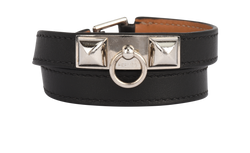 Hermes Rivale Bracelet, Leather, Black, Sz M, MIF, B, 2*