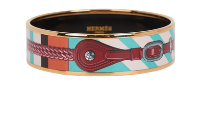 Hermes Coaching Bangle, &pound;160, Jewellery, Green/Red, Enamel Coated Ceramic, Front view