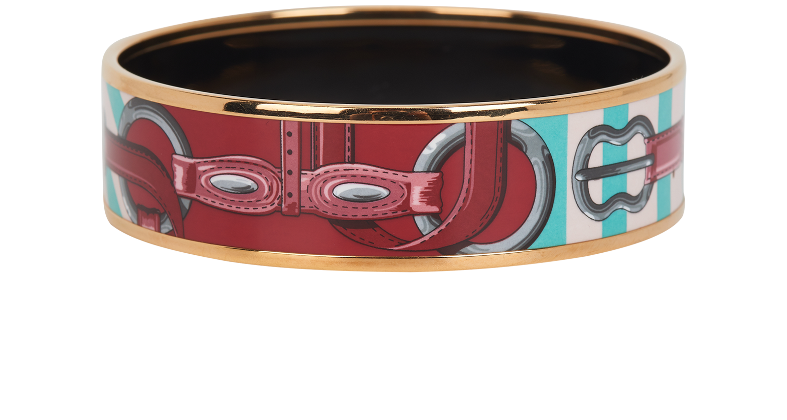 Hermes Coaching Bangle, &pound;160, Jewellery, Green/Red, Enamel Coated Ceramic, Back view