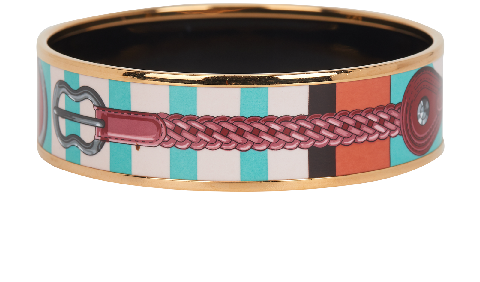 Hermes Coaching Bangle, &pound;160, Jewellery, Green/Red, Enamel Coated Ceramic, Side view