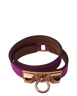 Hermes Rivale Double Tour Bracelet, Swift Leather, Pink, T3, CM2001.MB, 3*