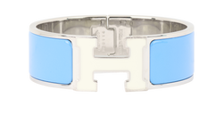 Hermes Clic Clac H Bracelet, Brass/Enamel, Blue/Cream, MIF B/DB, 3*