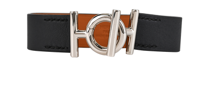 Hermes Ulysse Bracelet, £250, Jewellery, Black/Silver, Brass/Leather, Front view