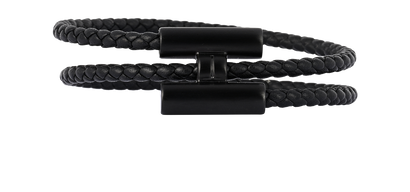 Hermes Tournis Tresse Bracelet, &pound;275, Jewellery, Black, Leather, Front view