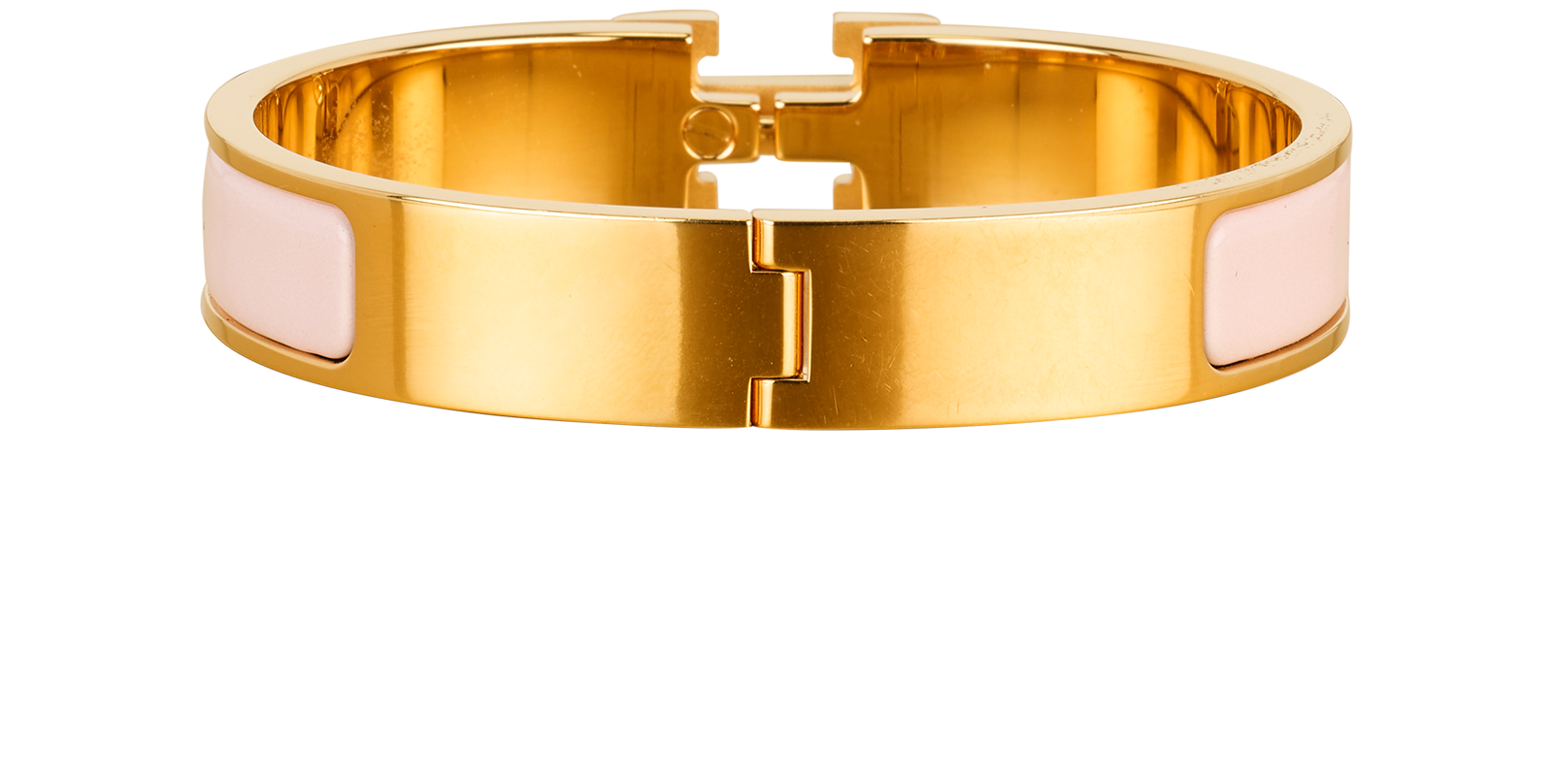 Hermes Clic H Bracelet, &pound;310, Accessories, Gold/Pink, Brass/Enamel Coated Ceramic, Back view