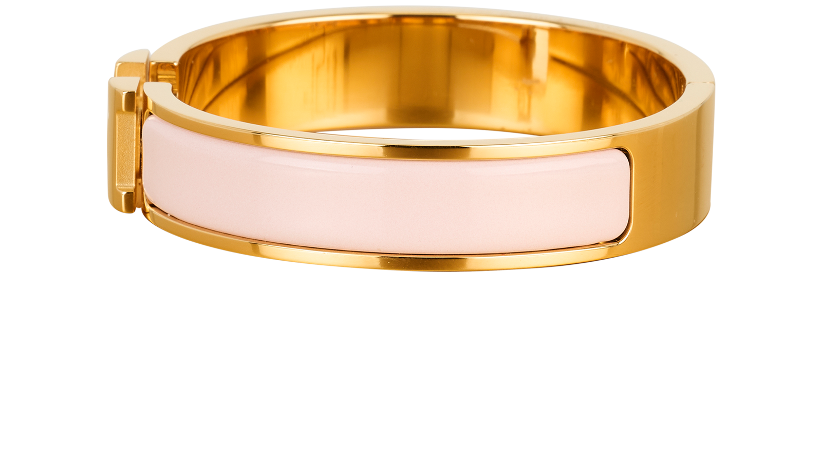 Hermes Clic H Bracelet, &pound;310, Accessories, Gold/Pink, Brass/Enamel Coated Ceramic, Bottom view