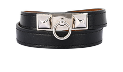 Hermes Rivale Double Tour bracelet, Leather, Black, DB/B, 3*