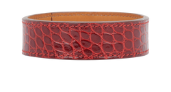 Hermes Thin Croc Bangle, Leather, Red, M, 3*