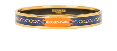 Hermes Chains Bangle, £150, Accessories, Blue/Gold/Orange, Brass/Enamel Coated Ceramic, Front view
