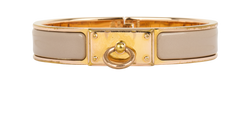 Hermes Clic Anneau Bracelet, Brass/Enamel, Gold/Taupe, MIF, B/DB,2*