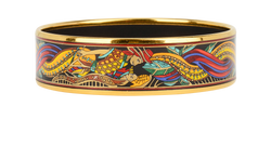 Hermes Mermaid Print Bangle, Brass, Black, Y/MIA, 2*