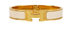 Hermes Clic H Bracelet, Brass/Enamel, Gold/Cream, DB/B, 2*