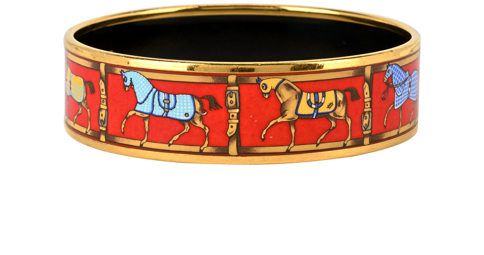 Hermes Horse Bangle, &pound;150, Jewellery, Gold/Red, Brass/Enamel Coated Ceramic, Side view