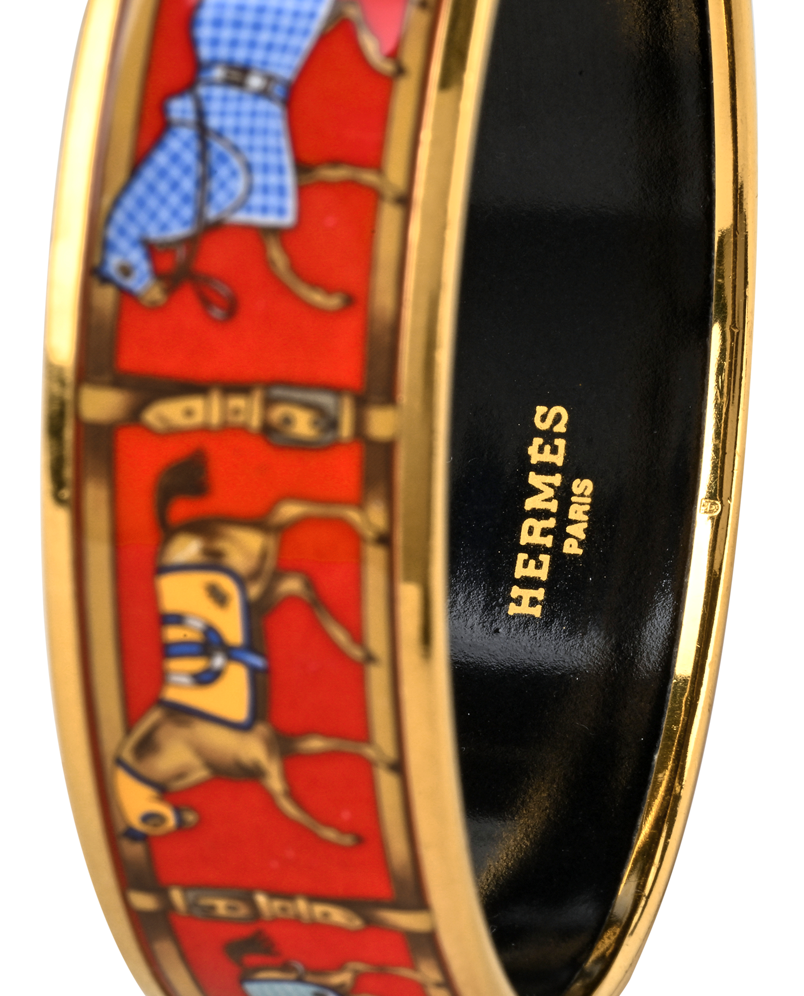 Hermes Horse Bangle, &pound;150, Jewellery, Gold/Red, Brass/Enamel Coated Ceramic, Other view