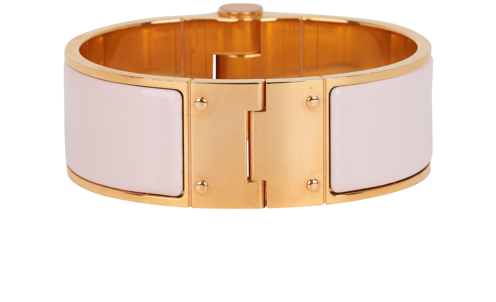 Hermes Charniere Wide Bangle, &pound;350, Jewellery, Gold/Pink, Enamel Coated Ceramic, Back view