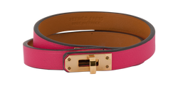 Hermes Kelly Double Tour Bracelet, Leather, Rose Mexico, T3, B/DB, 3*