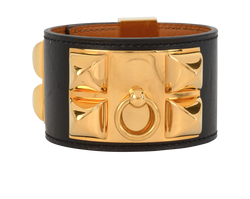 Hermes Collier de Chien Bracelet, Leather, Black, DB/B, 3*