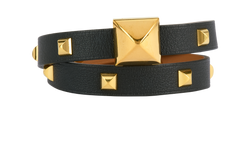 Hermes Infini Cloute Double Tour Bracelet,Leather,Black/Brown,MIF,B/DB,3*