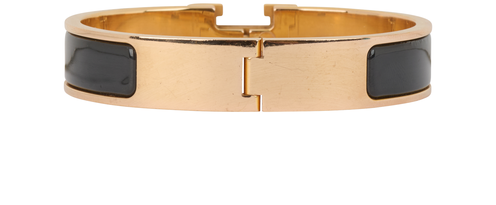 Hermes Clic H Bracelet, &pound;350, Jewellery, Black/Gold, Brass, Back view