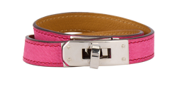 Hermes Double Tour Bracelet, Leather, Pink