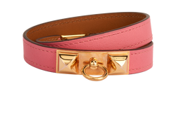 Hermes Rivale Double Tour Bracelet, Leather, Pink, DB/B, 3*