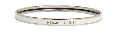 Hermes Uni Bangle, &pound;140, Jewellery, White, Brass/Enamel Coated Ceramic, Front view