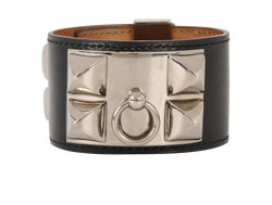 Hermes Collier De Chien Cuff Bracelet, Leather, Black, MII, 2*