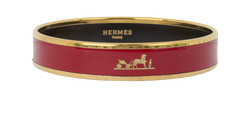 Hermes Caleche Bracelet, Metal/Enamel, Red/Gold, B, 2*