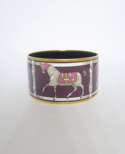 Extra Wide Horse Riding Motif Bangle, front view