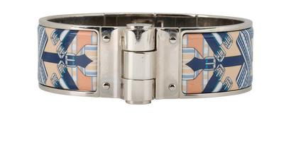 Hermes Charniere Bracelet, &pound;250, Jewellery, Blue/Orange/Silver, Enamel Coated Ceramic, Front view