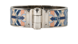 Hermes Charniere Bracelet, Brass/Enamel, Silver/Orange/Blue, 2*