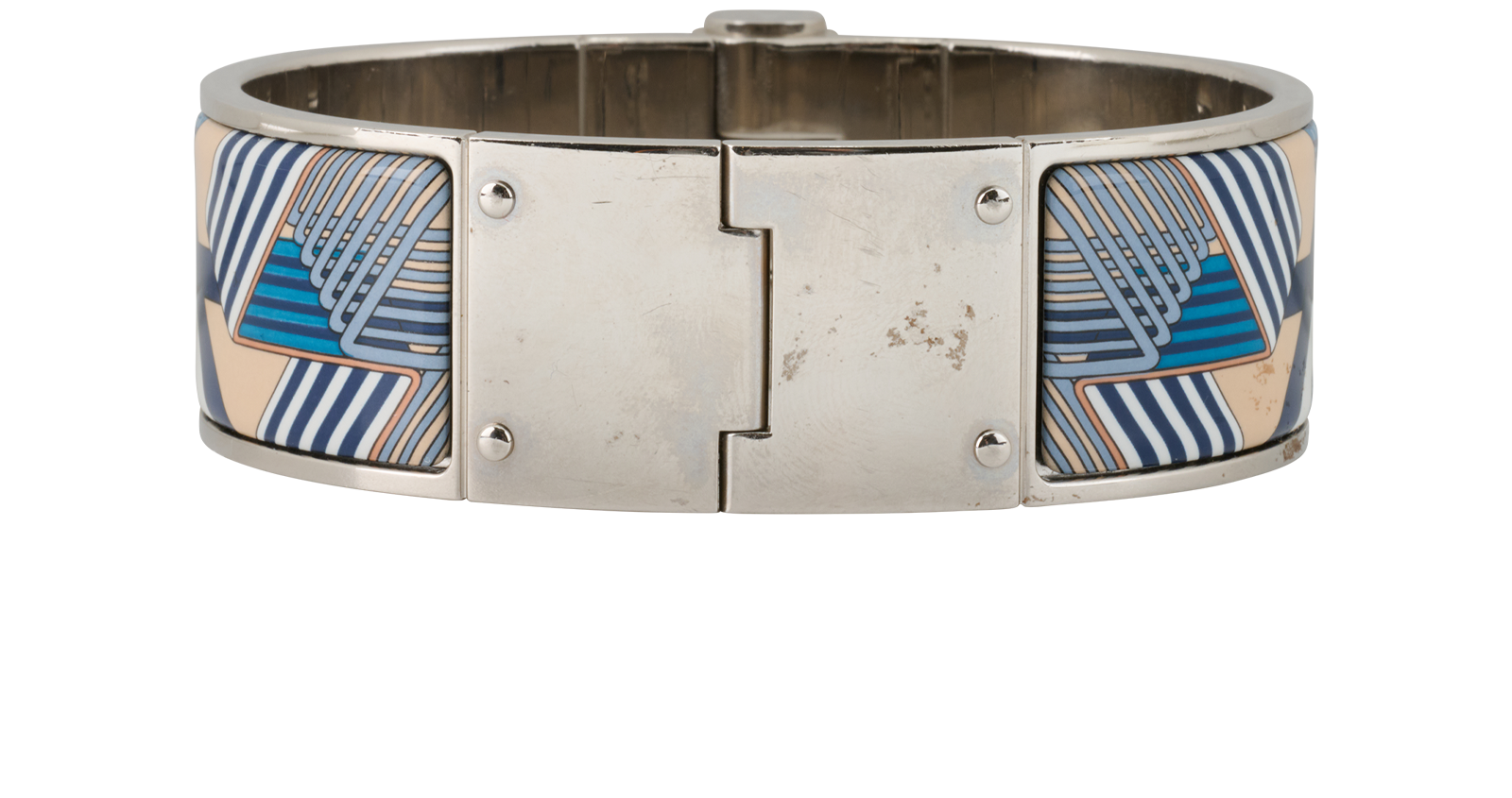 Hermes Charniere Bracelet, &pound;250, Jewellery, Blue/Orange/Silver, Enamel Coated Ceramic, Back view