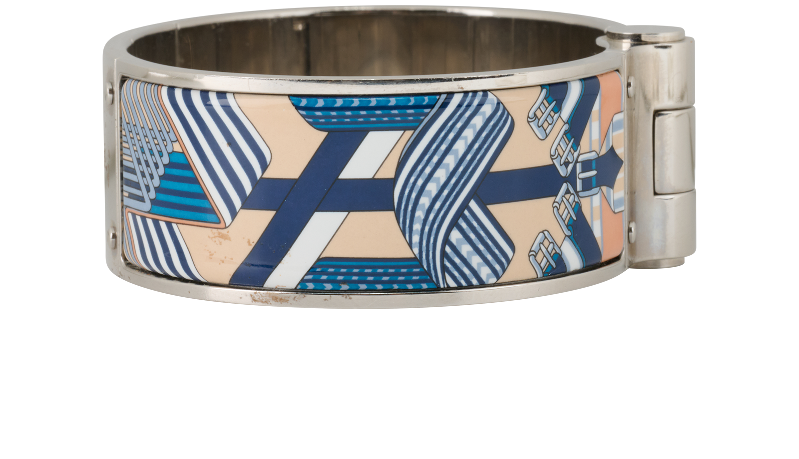 Hermes Charniere Bracelet, &pound;250, Jewellery, Blue/Orange/Silver, Enamel Coated Ceramic, Side view