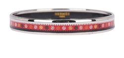 Hermès Narrow Spinning Circles Bangle, Brass/Enamel, Red, MIA, 2*