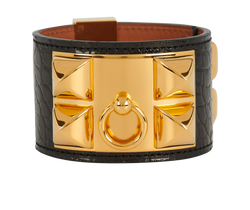 Hermes Collier De Chien, Shiny Croc, Black, DB/B, 3*