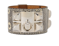 Hermes Collier De Chein Bracelet, Lizard, Blk/Cream, MIF, DB, 2*