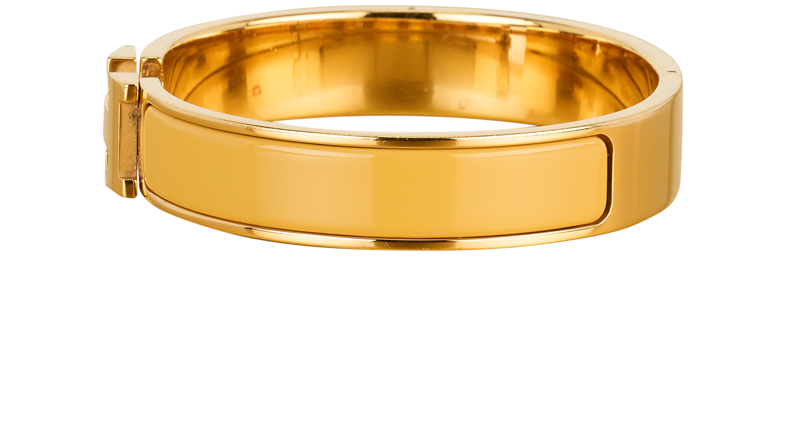 Hermes Clic H Bracelet, &pound;375, Accessories, Gold/Yellow, Brass, Bottom view